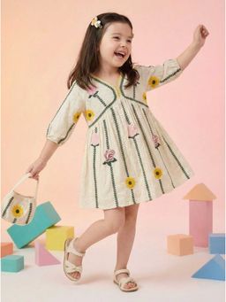 Autumnlane - Joy Sunflower Embroidery Cotton Dress