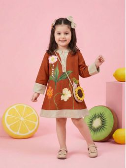 Autumnlane - Joy Tangerine Embroidery Cotton Dress