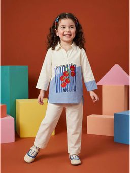 Autumnlane - Cream and Blue Joy Tomatoes Cotton Co-Ord Set