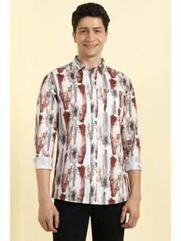 Allen Solly - Men Brown Regular Fit Printed Full Sleeves Casual Shirt