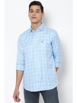 Allen Solly - Men Blue Slim Fit Checked Full Sleeves Casual Shirt