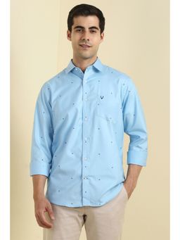 Allen Solly - Men Light Blue Slim Fit Printed Full Sleeves Casual Shirt