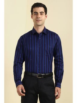 Allen Solly - Men Blue Striped Full Sleeves Formal Shirt