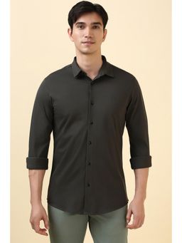 Allen Solly - Men Charcoal Slim Fit Solid Full Sleeves Casual Shirt