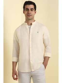 Allen Solly - Men Beige Slim Fit Solid Full Sleeves Casual Shirt