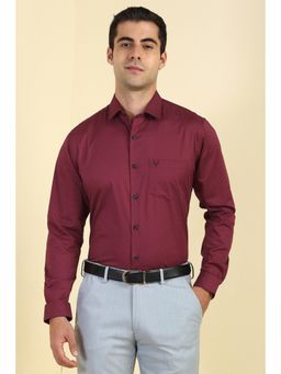 Allen Solly - Men Maroon Solid Full Sleeves Formal Shirt
