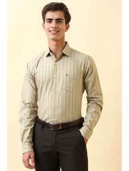 Allen Solly - Men Beige Stripe Full Sleeves Formal Shirt