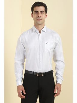 Allen Solly - Men White Striped Full Sleeves Formal Shirt