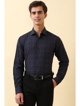 Allen Solly - Men Navy Check Full Sleeves Formal Shirt