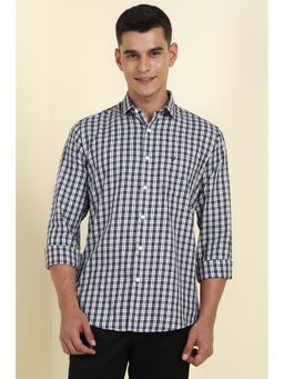 Allen Solly - Men White Slim Fit Checked Full Sleeves Casual Shirt