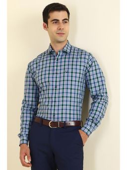 Allen Solly - Men Blue Checked Full Sleeves Formal Shirt