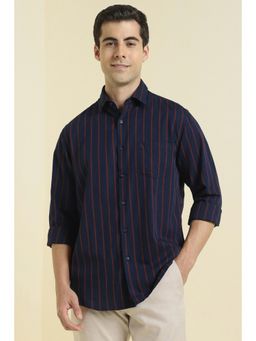 Allen Solly - Men Navy Slim Fit Striped Full Sleeves Casual Shirt