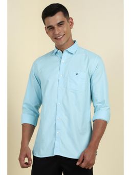 Allen Solly - Men Light Blue Slim Fit Solid Full Sleeves Casual Shirt