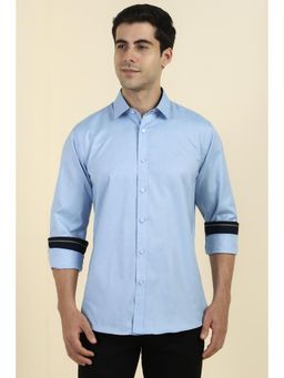 Allen Solly - Men Light Blue Slim Fit Solid Full Sleeves Casual Shirt