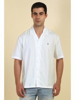 Allen Solly - Men White Relaxed Fit Solid Half Sleeves Casual Shirt
