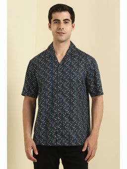 Allen Solly - Men Navy Relaxed Fit Printed Half Sleeves Casual Shirt