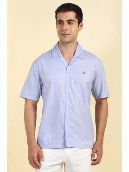 Allen Solly - Men Light Blue Relaxed Fit Solid Half Sleeves Casual Shirt