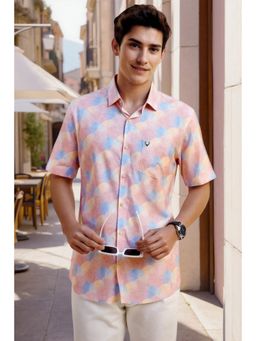 Allen Solly - Men Pink Slim Fit Printed Half Sleeves Casual Shirt