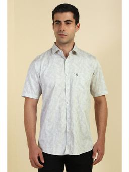 Allen Solly - Men Grey Slim Fit Printed Half Sleeves Casual Shirt
