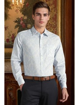 Louis Philippe - Men Light Blue Print Full Sleeves Formal Shirt