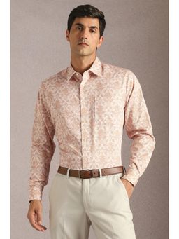 Louis Philippe - Men Beige Print Full Sleeves Formal Shirt