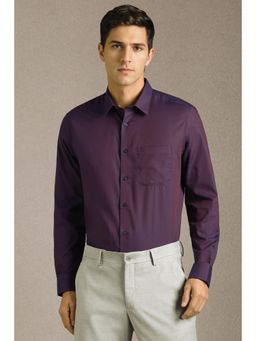 Louis Philippe - Men Purple Textured Full Sleeves Formal Shirt