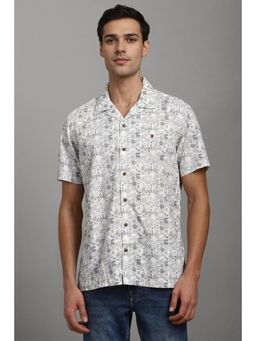 Louis Philippe - Men White Print Half Sleeves Casual Shirt
