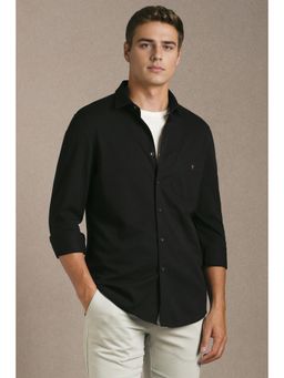 Louis Philippe - Men Black Solid Full Sleeves Casual Shirt