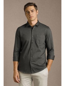 Louis Philippe - Men Grey Textured Full Sleeves Casual Shirt