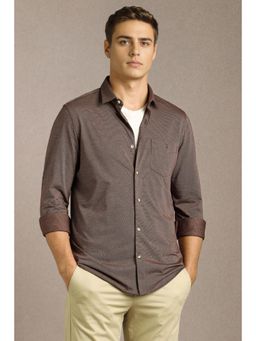 Louis Philippe - Men Brown Checks Full Sleeves Casual Shirt