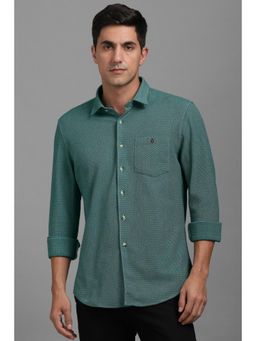 Louis Philippe - Men Green Smart Fit Textured Full Sleeves Casual Shirt