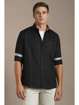 Louis Philippe - Men Black Solid Full Sleeves Casual Shirt