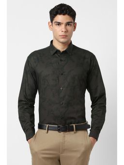 Van Heusen - Men Charcoal Print Full Sleeves Party Shirt