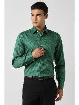 Van Heusen - Men Green Print Full Sleeves Wedding Shirt