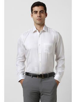 Van Heusen - Men White Textured Full Sleeves Wrinkle Free Formal Shirt