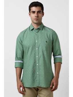 Van Heusen - Men Green Print Full Sleeves Casual Shirt