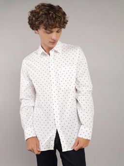 American Eagle - Men White Slim Fit Everyday Printed Button-Up Shirt