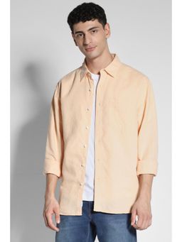 American Eagle - Men Apricot Wash Linen Button-Up Shirt