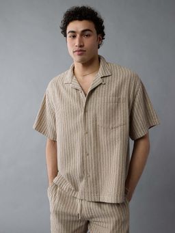 American Eagle - Men Striped Button-Up Poolside Shirt