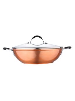 Bergner - Infinity Chefs Forged Aluminium Non Stick Kadai With Lid, 32 Cm, Induction Base, Copper (1)