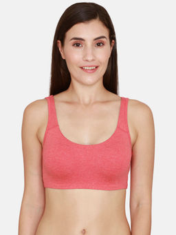 Zivame - Coucou by Zivame Essentials Double Layered Non Wired 3-4th Coverage Slip On Bra - Red Melange