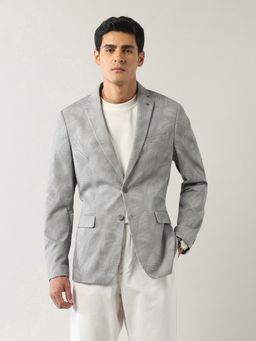 Arrow - Grey Printed Slim Single-Breasted Blazer