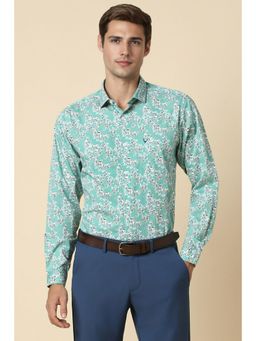 Allen Solly - Men Green Slim Fit Print Full Sleeves Formal Shirt
