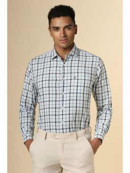 Allen Solly - Men White Slim Fit Check Full Sleeves Formal Shirt