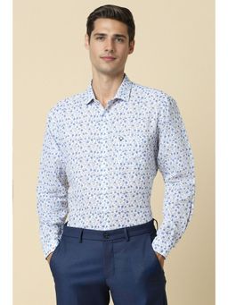 Allen Solly - Men White Slim Fit Print Full Sleeves Formal Shirt