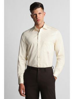 Louis Philippe - Men Cream Classic Fit Print Full Sleeves Formal Shirt