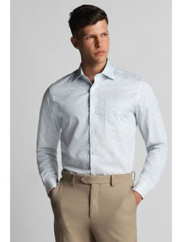 Louis Philippe - Men Blue Classic Fit Print Full Sleeves Formal Shirt