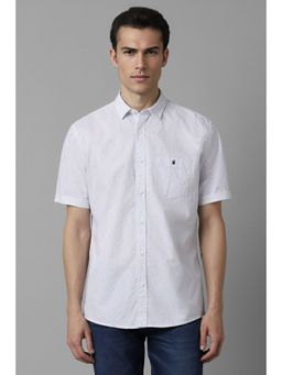 Louis Philippe - Men White Slim Fit Print Half Sleeves Casual Shirt