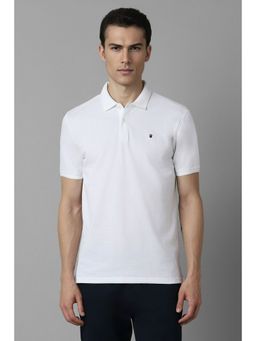 Louis Philippe - Men White Solid Polo Neck T-Shirt
