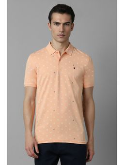 Louis Philippe - Men Peach Print Polo Neck T-Shirt